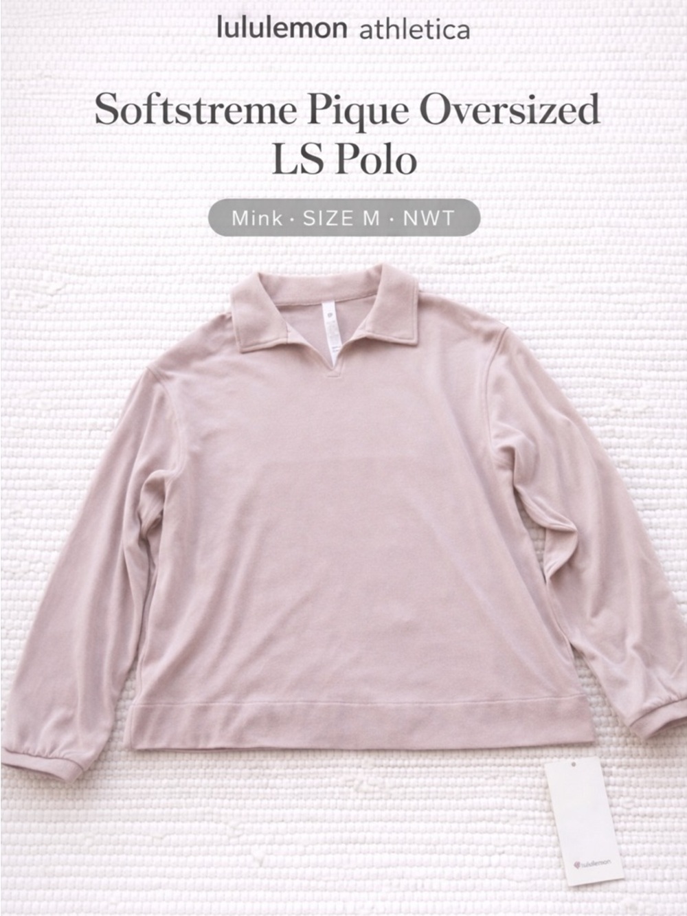 Lululemon Softstreme Pique Oversized LS Polo Mink M NWT Cozy Chic